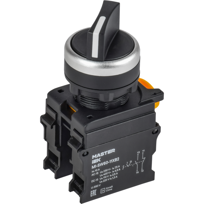 Переключатель IEK MASTER MI-SW60-11XB2-3-25-2-K02 длинная ручка на 2 положения 1NO+1NC чёрный MI-SW60-11XB2-3-25-22-K02